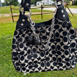 Coach Black and Cream Shoulder Bag